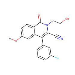 COc1ccc2c(=O)n(CCO)c(C#N)c(-c3cccc(F)c3)c2c1 ZINC000038149675