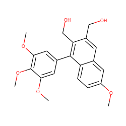 COc1ccc2c(-c3cc(OC)c(OC)c(OC)c3)c(CO)c(CO)cc2c1 ZINC000013756796