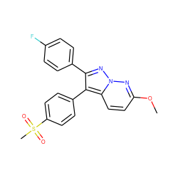 COc1ccc2c(-c3ccc(S(C)(=O)=O)cc3)c(-c3ccc(F)cc3)nn2n1 ZINC000028392334