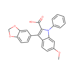 COc1ccc2c(-c3ccc4c(c3)OCO4)c(C(=O)O)n(-c3ccccc3)c2c1 ZINC000026007202