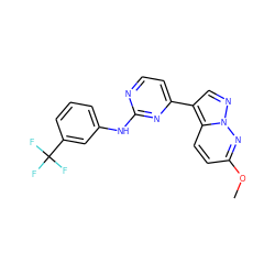 COc1ccc2c(-c3ccnc(Nc4cccc(C(F)(F)F)c4)n3)cnn2n1 ZINC000013582613