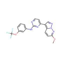 COc1ccc2c(-c3ccnc(Nc4cccc(OC(F)(F)F)c4)n3)cnn2n1 ZINC000013582621