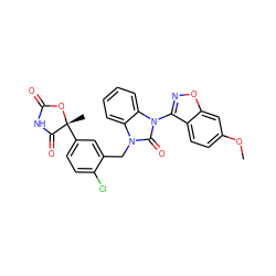 COc1ccc2c(-n3c(=O)n(Cc4cc([C@@]5(C)OC(=O)NC5=O)ccc4Cl)c4ccccc43)noc2c1 ZINC000084538133