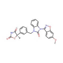 COc1ccc2c(-n3c(=O)n(Cc4cccc([C@@]5(C)OC(=O)NC5=O)c4)c4ccccc43)noc2c1 ZINC000035880684