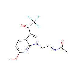 COc1ccc2c(C(=O)C(F)(F)F)cn(CCNC(C)=O)c2n1 ZINC000071316696