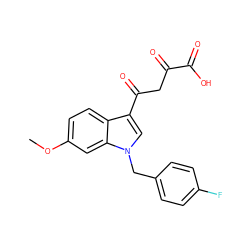 COc1ccc2c(C(=O)CC(=O)C(=O)O)cn(Cc3ccc(F)cc3)c2c1 ZINC000101151035