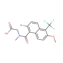 COc1ccc2c(C(=O)N(C)CC(=O)O)c(Br)ccc2c1C(F)(F)F ZINC000013823562