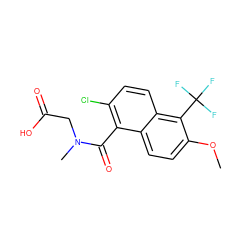 COc1ccc2c(C(=O)N(C)CC(=O)O)c(Cl)ccc2c1C(F)(F)F ZINC000013823560