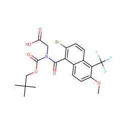 COc1ccc2c(C(=O)N(CC(=O)O)C(=O)OCC(C)(C)C)c(Br)ccc2c1C(F)(F)F ZINC000028381805