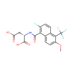 COc1ccc2c(C(=O)N[C@@H](CC(=O)O)C(=O)O)c(F)ccc2c1C(F)(F)F ZINC000028375194