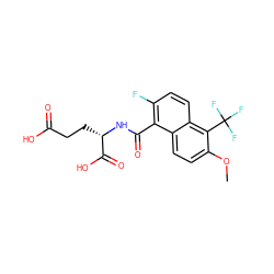 COc1ccc2c(C(=O)N[C@@H](CCC(=O)O)C(=O)O)c(F)ccc2c1C(F)(F)F ZINC000028365072