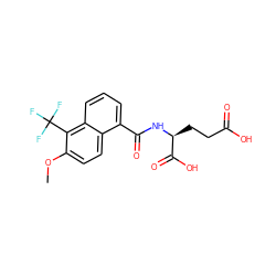 COc1ccc2c(C(=O)N[C@@H](CCC(=O)O)C(=O)O)cccc2c1C(F)(F)F ZINC000028381157