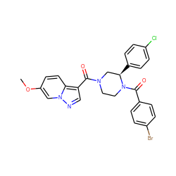 COc1ccc2c(C(=O)N3CCN(C(=O)c4ccc(Br)cc4)[C@H](c4ccc(Cl)cc4)C3)cnn2c1 ZINC001772631645
