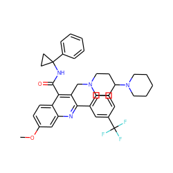 COc1ccc2c(C(=O)NC3(c4ccccc4)CC3)c(CN3CCC(N4CCCCC4)CC3)c(-c3cccc(C(F)(F)F)c3)nc2c1 ZINC000199380420