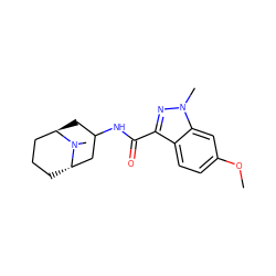 COc1ccc2c(C(=O)NC3C[C@@H]4CCC[C@@H](C3)N4C)nn(C)c2c1 ZINC000101316631