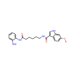 COc1ccc2c(C(=O)NCCCCCC(=O)Nc3ccccc3N)c[nH]c2c1 ZINC000117585741