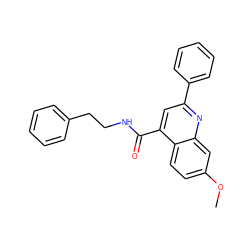 COc1ccc2c(C(=O)NCCc3ccccc3)cc(-c3ccccc3)nc2c1 ZINC000013762331