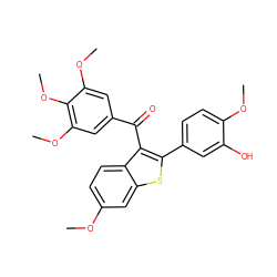 COc1ccc2c(C(=O)c3cc(OC)c(OC)c(OC)c3)c(-c3ccc(OC)c(O)c3)sc2c1 ZINC000013474203