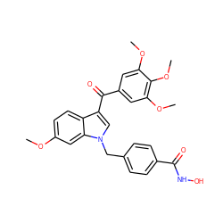 COc1ccc2c(C(=O)c3cc(OC)c(OC)c(OC)c3)cn(Cc3ccc(C(=O)NO)cc3)c2c1 ZINC001772651162