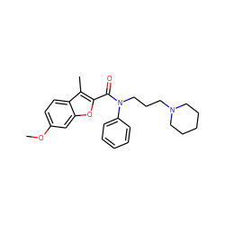 COc1ccc2c(C)c(C(=O)N(CCCN3CCCCC3)c3ccccc3)oc2c1 ZINC000095561089