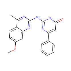 COc1ccc2c(C)nc(Nc3nc(-c4ccccc4)cc(=O)[nH]3)nc2c1 ZINC000018117526