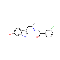 COc1ccc2c(C[C@H](C)NC[C@H](O)c3cccc(Cl)c3)c[nH]c2c1 ZINC000001486151