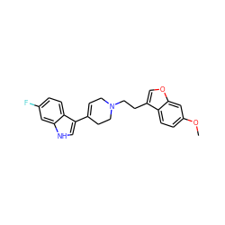 COc1ccc2c(CCN3CC=C(c4c[nH]c5cc(F)ccc45)CC3)coc2c1 ZINC000045336907