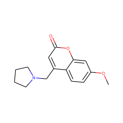 COc1ccc2c(CN3CCCC3)cc(=O)oc2c1 ZINC000016445158