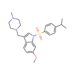 COc1ccc2c(CN3CCN(C)CC3)cn(S(=O)(=O)c3ccc(C(C)C)cc3)c2c1 ZINC001772634940