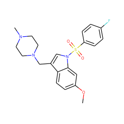 COc1ccc2c(CN3CCN(C)CC3)cn(S(=O)(=O)c3ccc(F)cc3)c2c1 ZINC001772654105