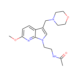 COc1ccc2c(CN3CCOCC3)cn(CCNC(C)=O)c2n1 ZINC000071329614