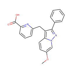 COc1ccc2c(Cc3cccc(C(=O)O)n3)c(-c3ccccc3)nn2c1 ZINC000203413066