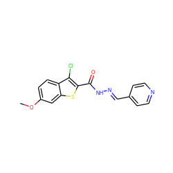 COc1ccc2c(Cl)c(C(=O)N/N=C/c3ccncc3)sc2c1 ZINC000000318063