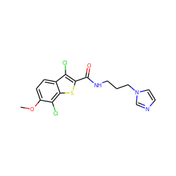 COc1ccc2c(Cl)c(C(=O)NCCCn3ccnc3)sc2c1Cl ZINC000100530125