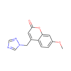 COc1ccc2c(Cn3cncn3)cc(=O)oc2c1 ZINC000013586714