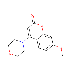 COc1ccc2c(N3CCOCC3)cc(=O)oc2c1 ZINC000013608116