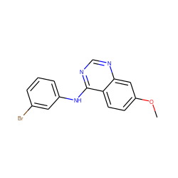 COc1ccc2c(Nc3cccc(Br)c3)ncnc2c1 ZINC000003815332