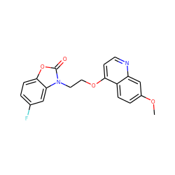 COc1ccc2c(OCCn3c(=O)oc4ccc(F)cc43)ccnc2c1 ZINC000653737699