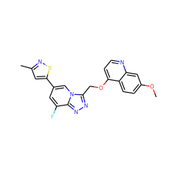 COc1ccc2c(OCc3nnc4c(F)cc(-c5cc(C)ns5)cn34)ccnc2c1 ZINC000200458553