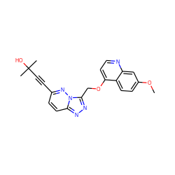 COc1ccc2c(OCc3nnc4ccc(C#CC(C)(C)O)nn34)ccnc2c1 ZINC000139885564