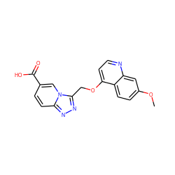 COc1ccc2c(OCc3nnc4ccc(C(=O)O)cn34)ccnc2c1 ZINC000139909461