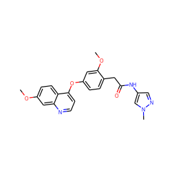 COc1ccc2c(Oc3ccc(CC(=O)Nc4cnn(C)c4)c(OC)c3)ccnc2c1 ZINC000043171008