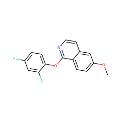 COc1ccc2c(Oc3ccc(F)cc3F)nccc2c1 ZINC000169329373