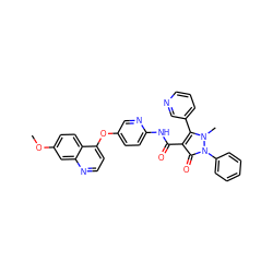 COc1ccc2c(Oc3ccc(NC(=O)c4c(-c5cccnc5)n(C)n(-c5ccccc5)c4=O)nc3)ccnc2c1 ZINC000084652216