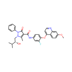 COc1ccc2c(Oc3ccc(NC(=O)c4c(C)n(C[C@H](O)C(C)C)n(-c5ccccc5)c4=O)cc3F)ccnc2c1 ZINC000084668796