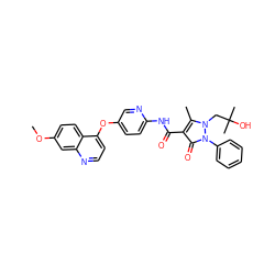 COc1ccc2c(Oc3ccc(NC(=O)c4c(C)n(CC(C)(C)O)n(-c5ccccc5)c4=O)nc3)ccnc2c1 ZINC000043194549