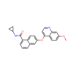 COc1ccc2c(Oc3ccc4c(C(=O)NC5CC5)cccc4c3)ccnc2c1 ZINC000029134543