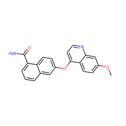 COc1ccc2c(Oc3ccc4c(C(N)=O)cccc4c3)ccnc2c1 ZINC000029134541