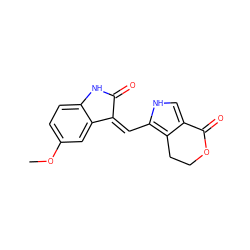 COc1ccc2c(c1)/C(=C/c1[nH]cc3c1CCOC3=O)C(=O)N2 ZINC000003814468