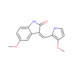 COc1ccc2c(c1)/C(=C/c1[nH]ccc1OC)C(=O)N2 ZINC000013478421